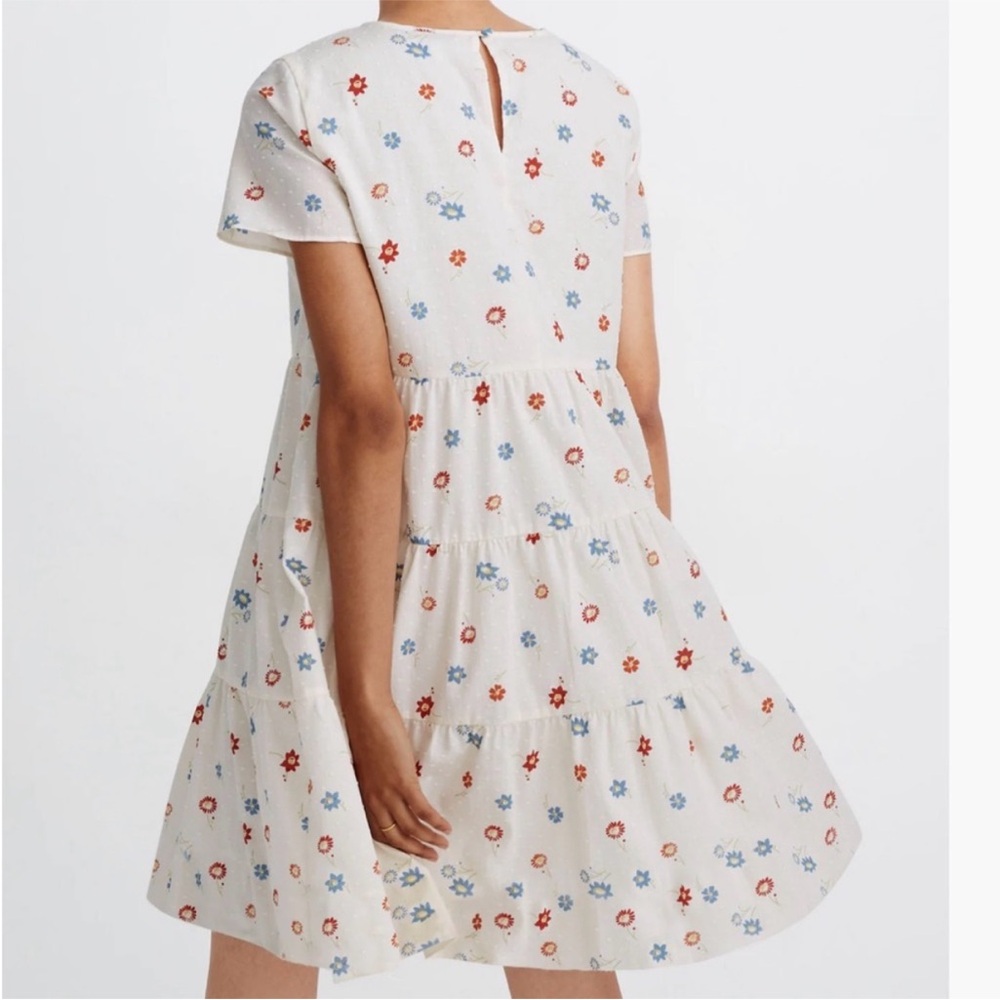 Women’s Madewell Tiered Mini Dress Size Small clipdot Floral Heyday White - Picture 3 of 10